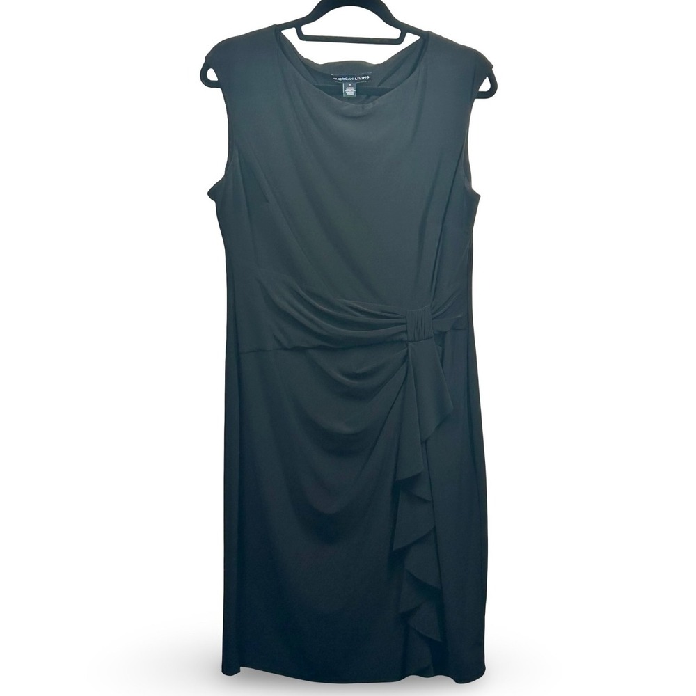 American Living Faux Wrap Ruched Side Sleeveless Sheath Dress Size 14 Career
